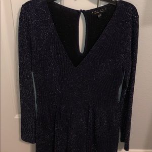 Francesca’s Shimmer Romper- Navy Blue